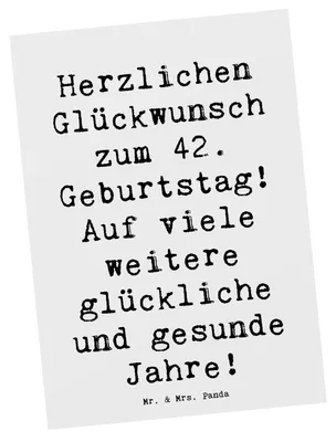 Produktbild von Mr. & Mrs. Panda Postkarte Spruch 42. Geburtstag Glückwunsch - Weiß - Geschenk, Grußkarte, besonderes Ereignis, Ansichtskarte, Freude, Alter, Happy Birthday, Postkarten