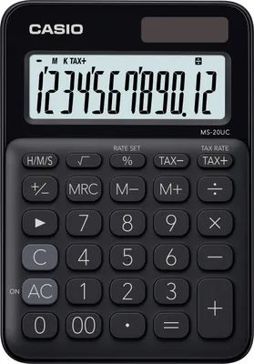 Obrázek produktu pro Casio MS-20UC-BK, Desktop, Jednoduchá kalkulačka, 12 číslice/číslic, 1 řádky, Baterie / Solár, Černá