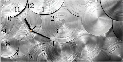Produktbild von Wanduhr aus Glas mit Motiv Metallische Scheiben- 60 x 30 cm - inkl. Aufhängesystem