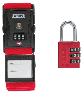 Produktbild von Kofferband-Schloss 620TSA/192 - Set mit Zahlenschloss 144/30 - Rot