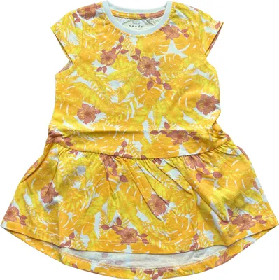 Produktbild von Name It Vigga Kleid für Mädchen aus geblümter Baumwolle gelb 92