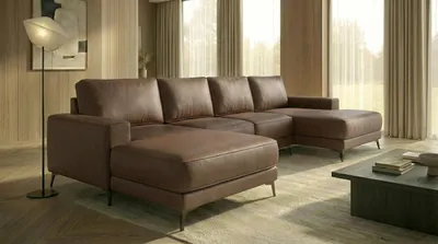 Produktbild von Ecksofa VALTOR 320x185 cm mit Schlaffunktion, Bonellfederkern und Bettkasten, Farbe: Braun