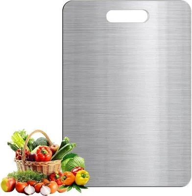 Immagine prodotto di Vassoio doppio in acciaio inossidabile 304 senza BPA per carne, pane, verdura e frutta 39 x 28 cm