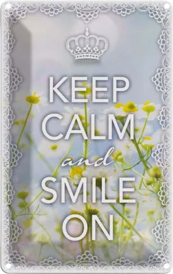 Produktbild von vianmo Blechschild 18x12 cm Keep Calm and smile on Krone Yoga