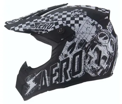 Produktbild von Crosshelm Helm Kinderhelm Quad Motocross Skeleton Schwarz Matt Weiß Größe M