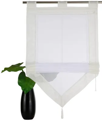 Zdjęcie produktu dla Omgoods - Zasłona z tkaniny z frędzlami - 140 x 60 cm, kolor beżowy