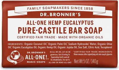 Obrázok produktu pre Dr.Bronner's OBEU05-DE, Pokožka, Tuhé mydlo, Výživný, Obdĺžnikový, 140 g, 1 kusov