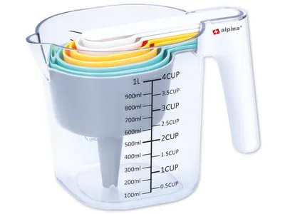 Produktbild von Edco Messbecher Set - 9-teiliges Kunststoff Messset für Küche und Backen