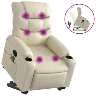 Produktbild von vidaXL Massagesessel mit Aufstehhilfe Creme Kunstleder