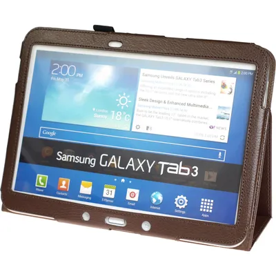 Produktbild von PhoneNatic Kunst-Lederhülle kompatibel mit Samsung Galaxy Tab 3 10.1 - Wallet braun + 2 Schutzfolien