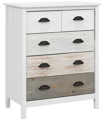 Produktbild von Kommode - Schubladenschrank mit 5 Schubladen - Modernes MDF - Schlafzimmer & Wohnzimmer - 70×38×85 cm - Weiß