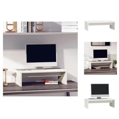 Image de vidaXL Support d'écran Blanc 50x27x15 cm Pin massif - Meuble TV