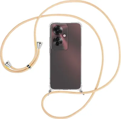 Produktbild von Handykette Backcover-Schutzhülle mit Band (Metall silberfarben) für Oppo Reno11 F 5G - Goldkordel