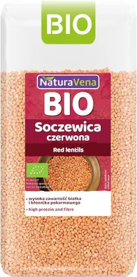SOCZEWICA CZERWONA BIO 400 g - NATURAVENA