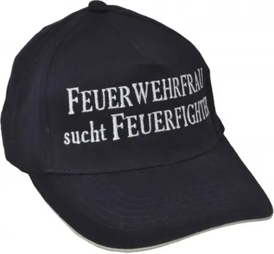 Produktbild von Baseballcap mit Einstickung - Feuerwehrfrau sucht Feuerfighter - 68168 schwarz
