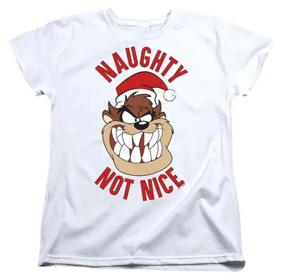 Image de T-shirt pour femmes Looney Tunes, modèle "Naughty Not Nice", référence TV37439 (taille XL), couleur blanche