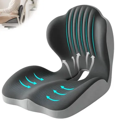 Zdjęcie produktu dla Ergonomiczna, ortopedyczna poduszka do siedzenia z oparciem, kolor szary
