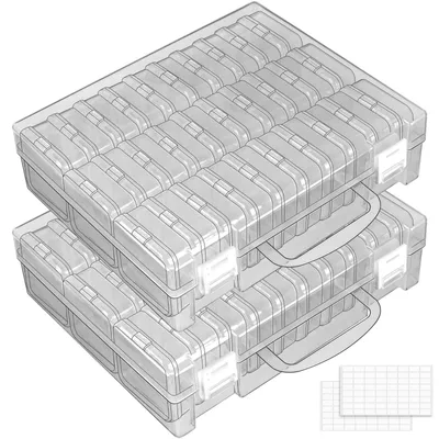 Produktbild von Aufbewahrungsboxen mit 30 Fächern (5,6 x 5,6 x 2,1 cm), Aufbewahrungsboxen für Kleinteile, Sortierboxen für Kleinteile, Mini-Perlenaufbewahrungsboxen aus transparentem Kunststoff mit Klappdeckel (2 Stück)