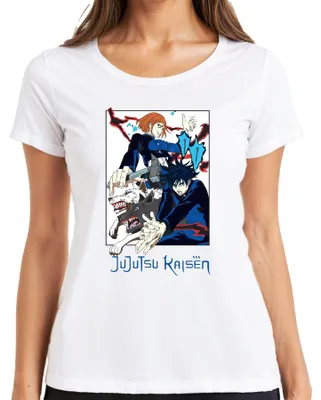 Obrázok produktu pre Jujutsu Kaisen Fushiguro Nobara Shikigami Dogs Anime Vintage dámske tričko, biele, M