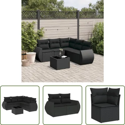 Produktbild von The Living Store 6-tlg. Garten-Sofagarnitur mit Kissen Schwarz Poly Rattan