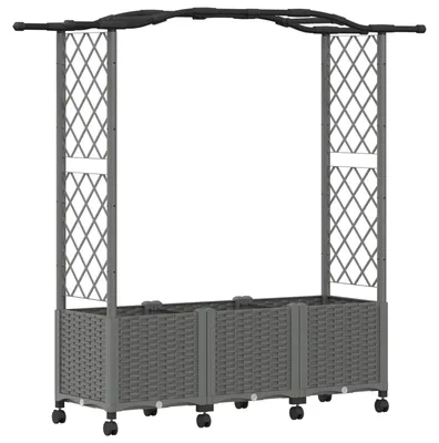 Obrázok produktu pre VidaXL Vyvýšený záhon s mriežkou na popínavé rastliny a strechou, svetlošedý, 164 x 40 x 144 cm, PP
