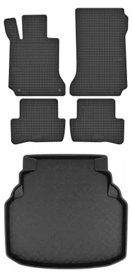 Productafbeelding van Rubberen automatten + kofferbakmat voor Mercedes-Benz Klasa C W204 2007-2014 (stationwagen) – 5-delig, zwart, op maat – Wielganizator