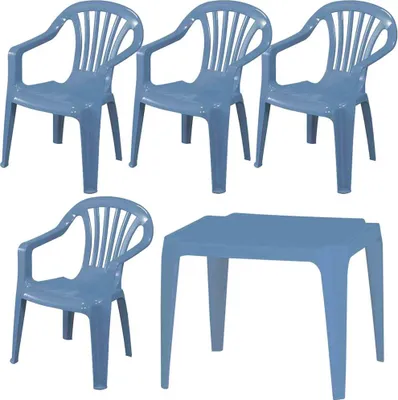 Produktbild von Kindermonoblock SET hellblau 4xStuhl Sedia Baby 1xTisch Tavolo