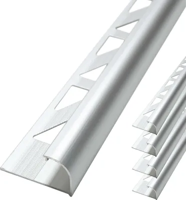 Produktbild von Dalsys Fliesenschiene Viertelkreisprofil Aluminium (eloxiert) Chrom glänzend 2,5m x 10mm, 5 Stück, Rundprofil Halbrundprofil