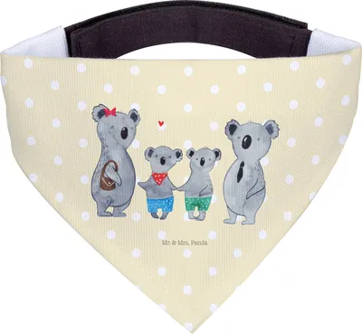 Produktbild von Mr. & Mrs. Panda Hunde-Halstuch Koala Familie zwei - Gelb Pastell - Geschenk, Halstuch Für Hunde, Muttertag, Zusammen, Hundehalstuch, Hund, Tuch, Koalabär