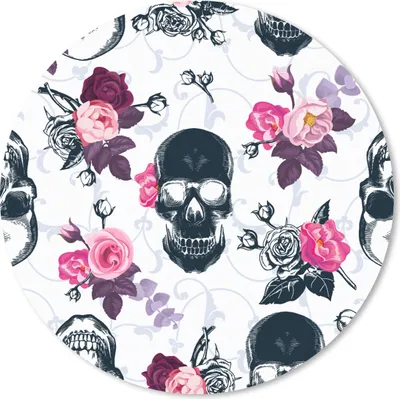 Produktbild von MuchoWow® Mauspad Mousepad Teens - Totenkopf - Rose - Muster 20x20 cm - Mousepads - Maus Mat - Pad - Mausunterlage - Schreibtischmatte
