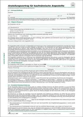 Produktbild von RNK Verlag 501 Anstellungsvertrag für kaufmännische Angestellte, 2 Seiten, DIN A4