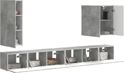 Produktbild von “2026 Modern“ Wandmontiert 6 pcs - Montage erforderlich - Beton Grau - Designermöbel 747659 - TV-Schränke