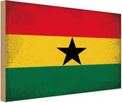 Produktbild von vianmo Holzschild 12x18 cm Ghana Vintage Flagge Fahne Wappen
