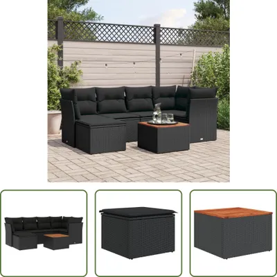 Produktbild von The Living Store 7-tlg. Garten-Sofagarnitur mit Kissen Schwarz Poly Rattan