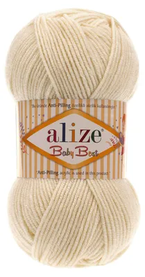 100g Strickgarn ALIZE Baby Best 01 creme uni Babywolle