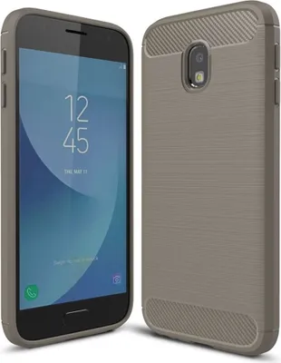 Produktbild von Samsung Galaxy J3 2017 TPU Case Carbon Fiber Optik Brushed Schutz Hülle Grau