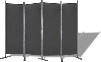 Produktbild von JOIEYOU 4 Teilig Paravent aus Polyestergewebe Raumteiler für Indoor und Outdoor Klappbar 225x180cm Trennwand mit Bodennägel Balkon Sichtschutz Raumtrenner für Garten Wohnzimmer Büro (Dunkelgrau)