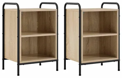 Obrázok produktu pre Nočné stolíky, 2 kusy, Imitácia dub Sonoma, rozmer 40 x 30 x 60 cm, materiál: drevovláknitá doska