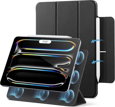 Produktbild von für iPad Pro 13 Zoll Hülle M4 (2024), Magnetische Befestigung, dünne dreifach Faltbare Standhülle, unterstützt Pencil Pro/USB-C, automatisches Ruhen/Wecken, langlebiger Schutz, Schwarz