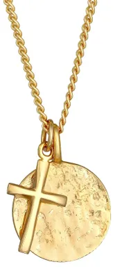 Produktbild von Kette für Herren mit Kruzifix-Anhänger und Münzanhänger aus 925er Sterlingsilber