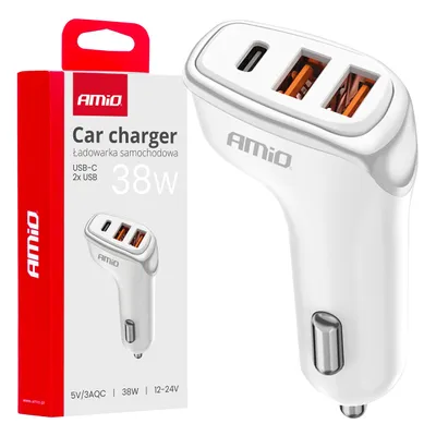 Obrázek produktu pro Nabíječka do auta 2x USB-A +USB-C 38W FAST QC ELEGANTNÍ DESIGN KVALITA