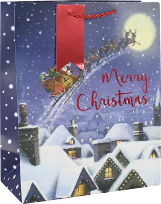 Produktbild von Clairefontaine 12x Geschenktasche 26,5x14x33cm, Weihnachten Nachtbl X-29160-2C