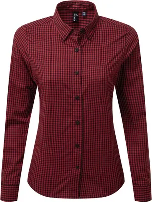 Image de Premier - chemise "Maxton" pour femme manches longues PC3908 (M) (Noir/Rouge)