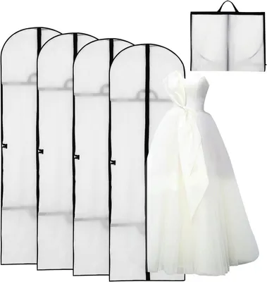Produktbild von PromoHome® 4 Stück Lange Kleiderhüllen 180x60cm – Faltbare Kleidersäcke mit Reißverschluss für Anzüge, Mäntel, Kleider und Hemden