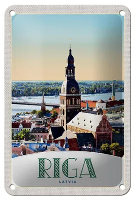 Produktbild von Blechschild Reise 12x18cm Riga Lettland Kirche Architektur Schild
