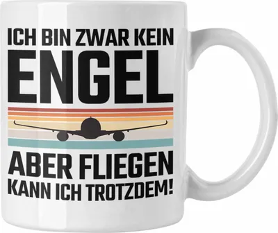 Produktbild von Trendation - Pilot Geschenk Tasse Flugzeug Fliegen Geschenkidee Piloten Kaffeetasse Kein Engel (Weiß)