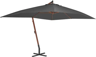 Produktbild von The Living Store Ampelshirm mit Holzmast 400x300 cm Anthrazit