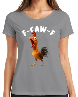 Produktbild von F-CAW-F lustiges Huhn Cartoon Hahn Bauernhof Geschenk Humor witz Damen T-Shirt, Grau, S