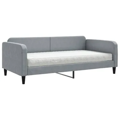 Immagine prodotto di vidaXL Divano letto con materasso Grigio chiaro 100x200 cm Tessuto