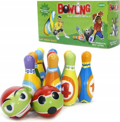 Produktbild von Soft Bowling Set für Kinder Kegelspiel aus Schaumstoff mit Zahlen 10 Kegel 2 Bälle Bunt